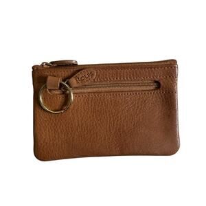Rolfs‎ Brown Leather Coin Purse Change Pouch Card Holder Zip Pockets